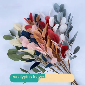 100cm Dirbtinis Aukštos šakotosios Eukalipto Lapų Dirbtinės Gėlės, Dirbtinių Gėlių ir Žaliųjų Augalų, Dekoratyvinių Augalų