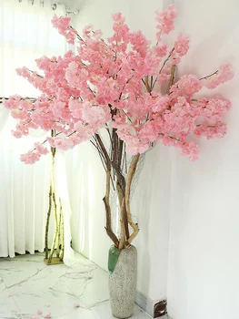 100cm Liepsną Dirbtinis Cherry Blossom Filialai Šilko Sakura Gėlių Medžio Vestuvių Fonas Sienos Šalių Namų Santuokos Dekoras