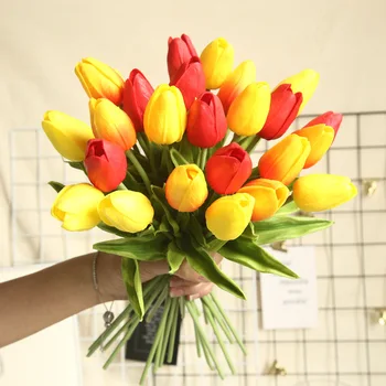 10VNT Dirbtinės Gėlės Sode Tulpės Nekilnojamojo Touch Gėlių Tulpių Puokštė Dekoro Mariage Namų Vestuvių Papuošalai Netikrą Gėlių