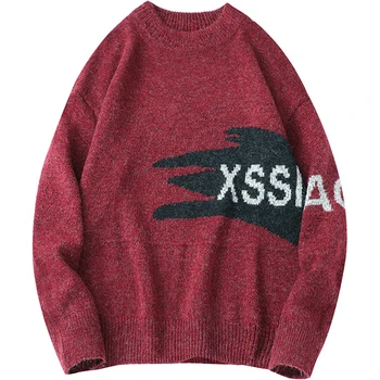 2022 japonų stiliaus hip-hop laisvas megztinis megztinis negabaritinių megzti moterų ir vyrų kalėdų megztiniai jersey unisex džemperis 010