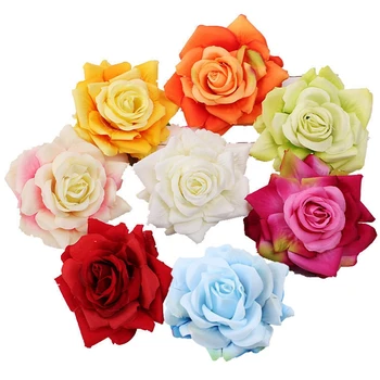 5vnt/daug 12cm Dirbtinių Gėlių Užspaudimo Šilko Rožė Gėlių Galvos Vestuvių Namų Puošybai galvos Apdangalai 