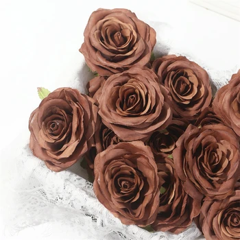 5vnt Dirbtinių Rožių Žiedų Galvutės, 8cm Aukštos Kokybės Rožių Galvos Kavos Rožių Galvos Dėl Namų Vestuvių Dekoro Dirbtiniais Gėlės Priedai