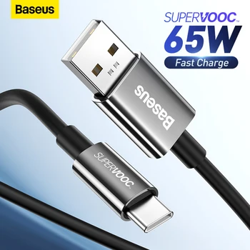 Baseus USB C Kabelio 65W SUPERVOOC 6.5 Greito Įkrovimo C Tipo Duomenų Kabelis Įkroviklis, Laidas Telefono Kabelis KOLEGA Realme OnePlus ebs.