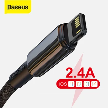 Baseus USB Kabelis iPhone 12 11 Pro XS Max XR X 8 7 6S 2.4 Greito Įkrovimo Kabeliu 