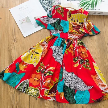 Bohemija, 2021 m. Vasarą Mergina Suknelės Boho Stilius, Vaikų trumpomis Rankovėmis Klasikinis Gėlių Sundress Vaikams Laisvalaikio Apranga, nuo 4 iki 14 Metų