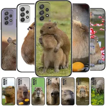 Capybara mielas gyvūnų Telefono dėklas Korpuso Samsung Galaxy A70 A50 A51 A71 A52 A40 A30 A31 A90 A20E 5G a20s Juoda Korpuso Meno Ląstelių
