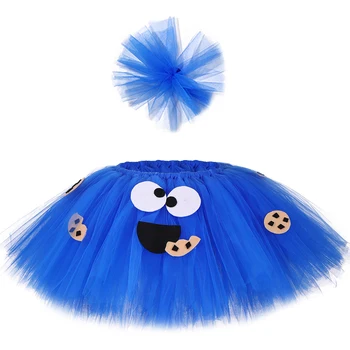 Cookie Monster Merginos Tutu Sijonas Nustatyti Purus Mėlyna Vaikų Mergaičių Tiulio Sijonas Vaiko Gimtadienio Tutu Sijonas Mergina Helovinas Kostiumas
