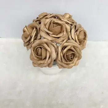Dirbtinės Gėlės Aukso Rožės Netikrą Putų Gėlės 3 cm 100 Stiebų Aukso Nuotakos Puokštės Vestuvių Centerpieces Priėmimo Dekoras