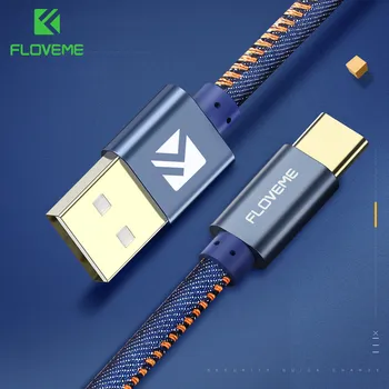 FLOVEME USB C Kabelio OnePlus 6 5T 5 3T 3 2 Demin Kaubojus USB C Tipo Kabelį Vienas Plius 5 5T 6 3 3T 2 baterijos Cabo Už Garbę 9