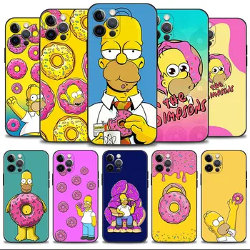 Homeras J Simpson Valgyti Spurgos Spurga Telefono dėklas Skirtas Apple iPhone 14 13 12 11 Pro Max 13 12 Mini XS Max XR X 7 8 6 6S Plius Padengti