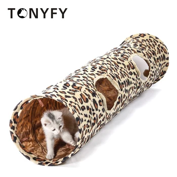 Leopardas Spausdinti Žiemos Katė Tunelio Pet Vamzdis Išardomi 2Hole Žaislas Patalpų Lauko Kačiukas, Šuniukas Žaislas Įspūdį Naudotis Slepiasi Mokymo
