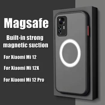 Magsafe Magnetinio Atveju Xiaomi 12 Pro Atveju Belaidžio Įkrovimo Magsafing Padengti Mi 12S 11 Ultra 12X 12S Minkštos TPU Telefono Dangtelį