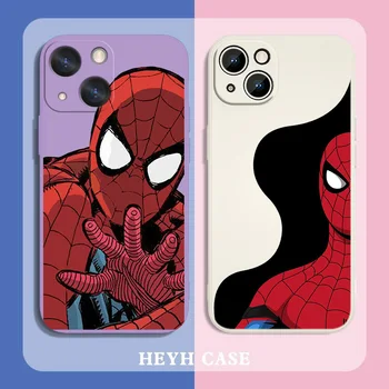 Marvel Spiderman Kūrybos Telefono dėklas iPhone iPhone 14 13 12 11 Pro Max mini XR XS X 8 7 6S 6 Plus Skystis Virvę Padengti Silikono