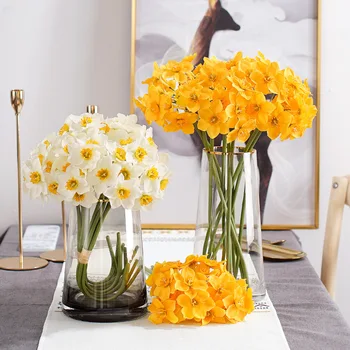 Nanairo 6pcs 39cm Dirbtinių Gėlių Narcizų Puokštė Namų Vestuves Apdailos Darbalaukio Ornamentu Amatų Netikrą Gėlės