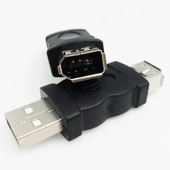 Naujas Firewire IEEE 1394 6 Pin Female USB 2.0 Type A Male Adapteris Adapteris, Fotoaparatai, MP3 Grotuvas, Mobiliųjų Telefonų, Pda Juoda Dropship