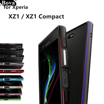 Prabangūs Ultra Plonas, atsparus Smūgiams Apsauginis Atveju aliuminio Bamperis atveju Sony Xperia XZ1 Kompaktiškas XZ1 + 2 Plėvelės (1 Priekyje +1 Gale)