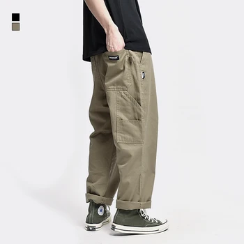 Safari Stiliaus! Multi-pocket Krovinių Kelnės Vyrams Prarasti Tiesiai Atsitiktinis Baggy Pants Mens Darbo Drobės Kelnės