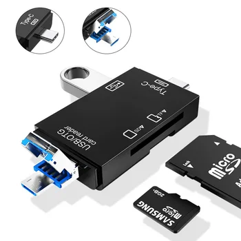 TF, SD Card Reader Atminties Kortelių Portable USB 2.0 C Tipo Adapteris, Multi-Card Reader For Micro SD TF Dvigubas Lizdas Flash