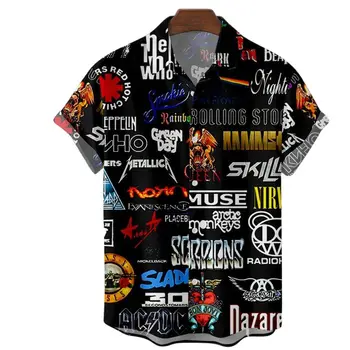 Vyriški trumpomis Rankovėmis Havajų Marškinėliai Mus 66 Maršruto 3d Spausdinimo Negabaritinių Hip-Hop Marškinėliai Roko Stiliaus Atsitiktinis Marškinėliai