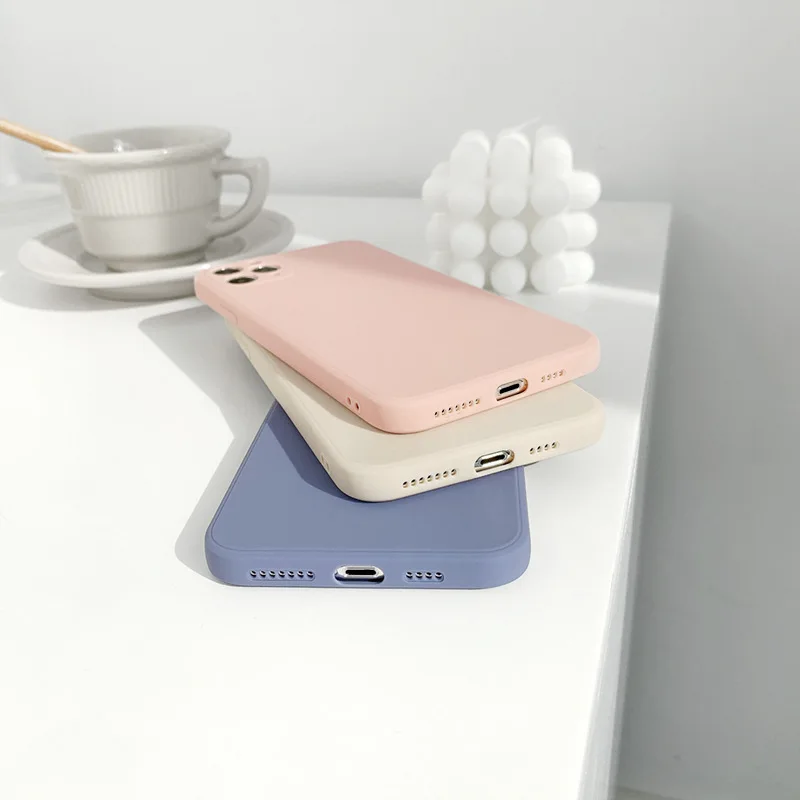 Apple Iphone 7 8 Plus SE 2020 X XS XR 11 Pro Max 12 13 Mini Atveju Minkšto Silikono Skysčio Rožinė Mėlyna Smėlio spalvos Dangtis Rubisafe Funda 5