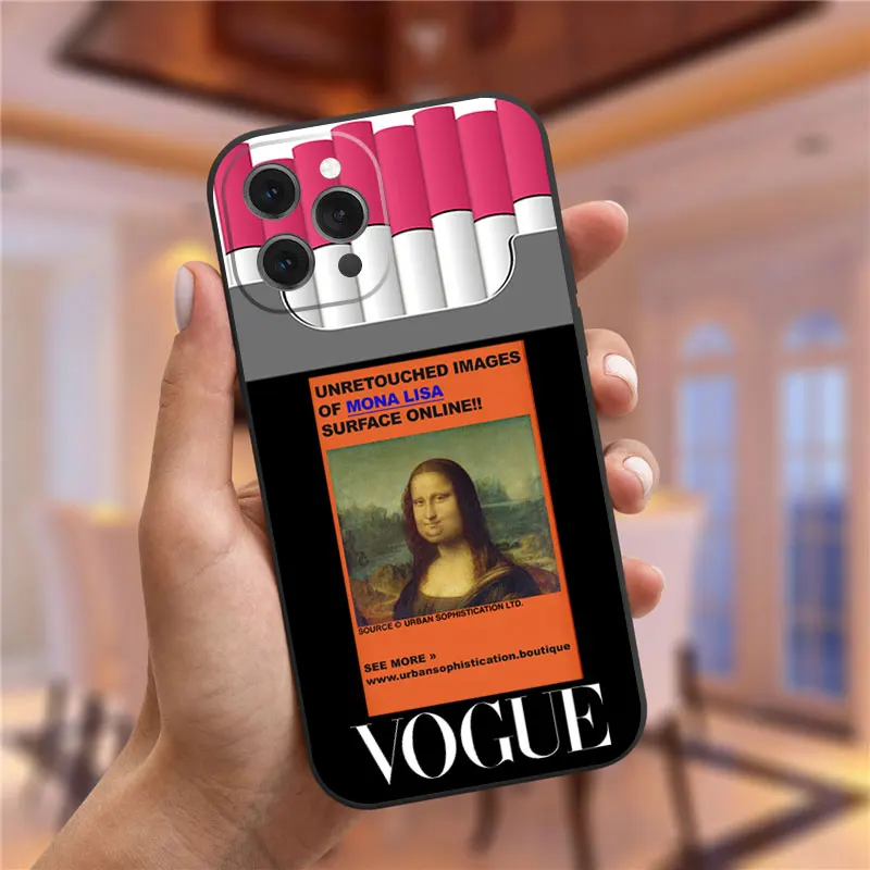 Juokinga Mona Lisa David Silikoninis Telefono dėklas Skirtas iphone 14 Pro Max 13 12 Pro Max XS XR 11 Pro 6s 7 8 Plius Cigarečių atveju, Minkštas Viršelis 1