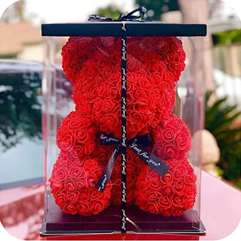 40cm Rose Turėti Širdies Dirbtinių Gėlių, Rožių Meškiukas Moteris Valentino Vestuvių, Gimtadienio, Kalėdų Dovana 0