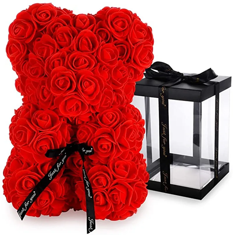 40cm Rose Turėti Širdies Dirbtinių Gėlių, Rožių Meškiukas Moteris Valentino Vestuvių, Gimtadienio, Kalėdų Dovana 1