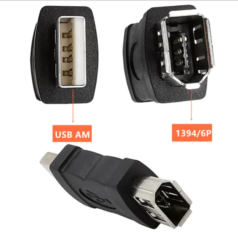 Naujas Firewire IEEE 1394 6 Pin Female USB 2.0 Type A Male Adapteris Adapteris, Fotoaparatai, MP3 Grotuvas, Mobiliųjų Telefonų, Pda Juoda Dropship 5