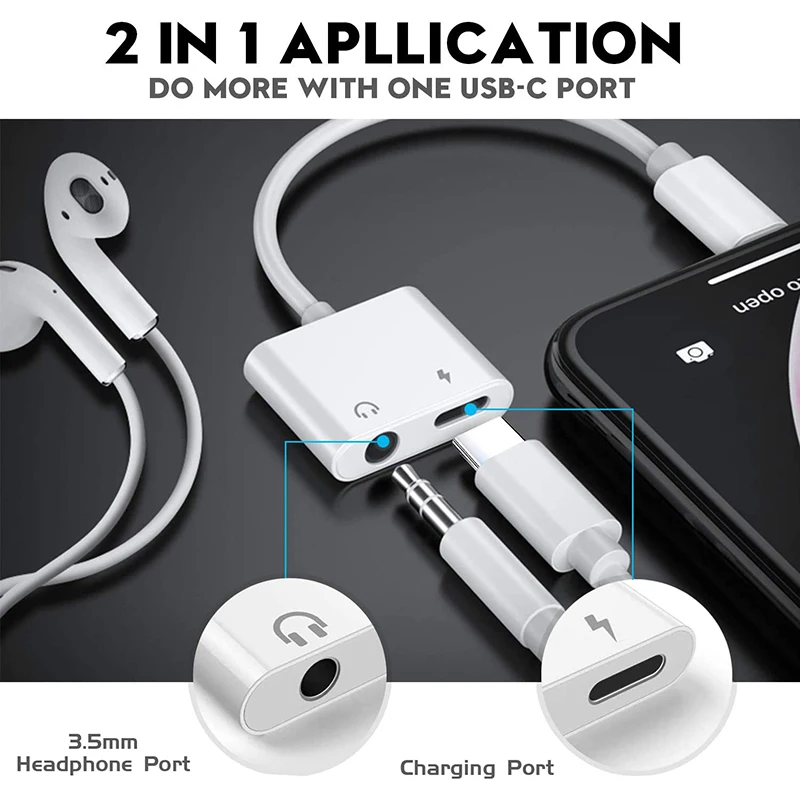 Tipas-C Jungtis Usb C Iki 3, 5Mm Jack Aux Ausinių Dual Type-C USB C Adapteris, Splitter Telefono Aksesuarų xiaomi Įkrovimas 1