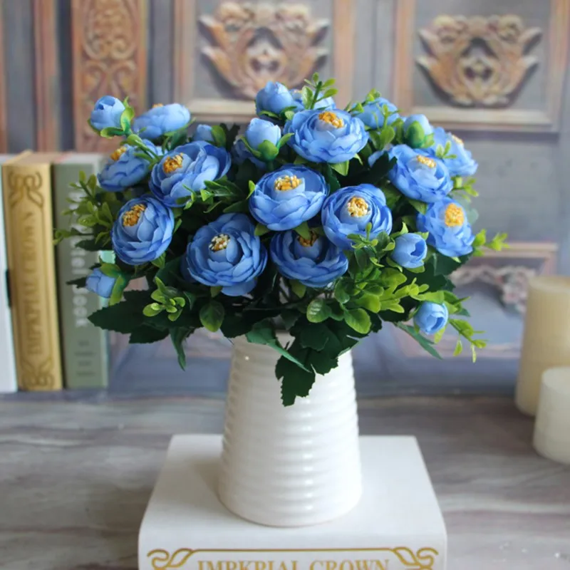 AUKŠTOS Kokybės šilko gėlių Europos 1 Puokštė Dirbtinės Gėlės Rudenį Ryškus Bijūnas Netikrą Lapų Vestuvių Namo Šalis Dekoro A 2