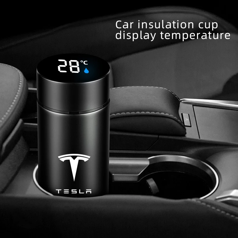 500ML Siųsti Draugais Smart Nerūdijančio Plieno Termosas Puodelis Temperatūros Ekranas Termosas Kelionės Puodelis Tesla Modelis 3 Modelis XSY 2