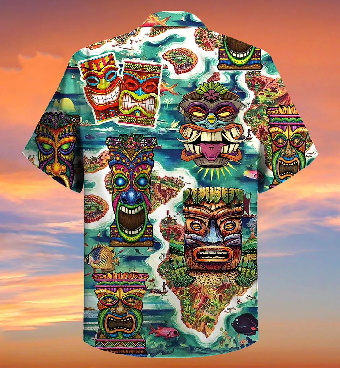 2022 Goblin Majų Totem Vyrų Havajų Marškinėliai Vasaros trumpomis Rankovėmis Retro vyriški Marškinėliai Atsitiktinis Mados Streetwear 3d Kaukolė Marškinėliai 1