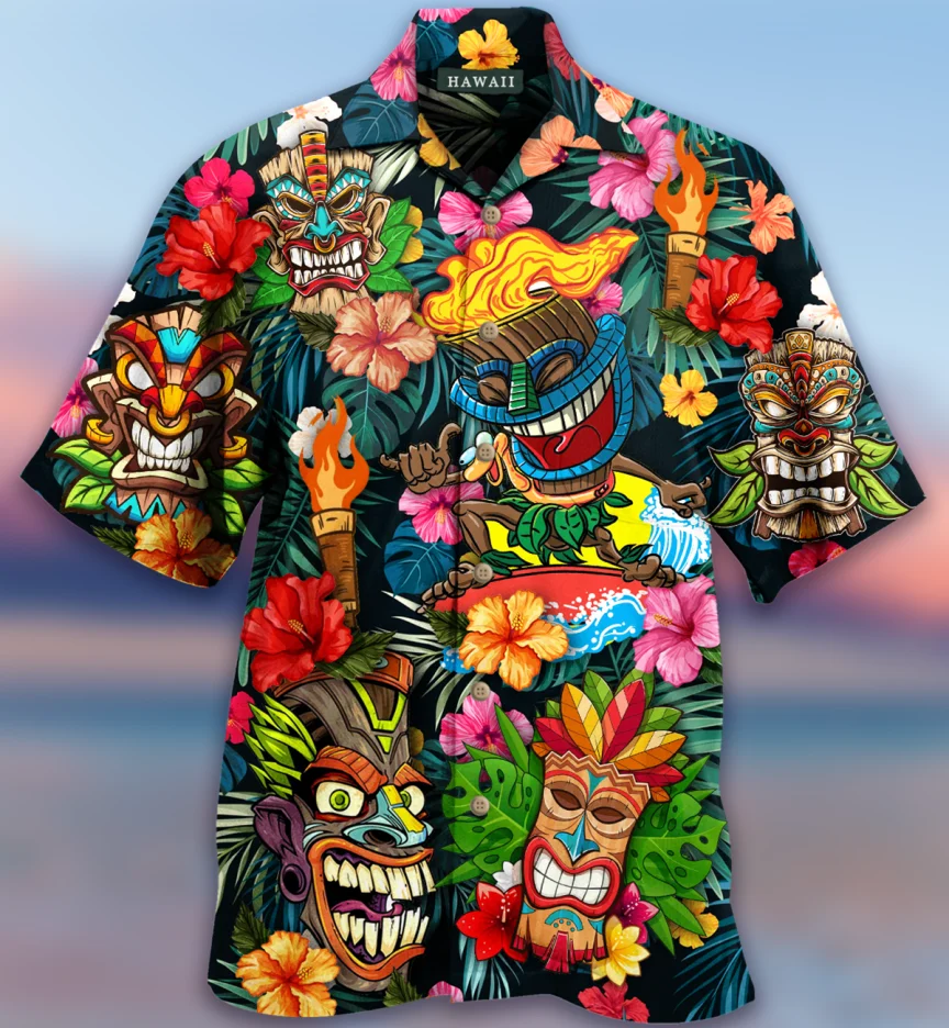 2022 Goblin Majų Totem Vyrų Havajų Marškinėliai Vasaros trumpomis Rankovėmis Retro vyriški Marškinėliai Atsitiktinis Mados Streetwear 3d Kaukolė Marškinėliai 3