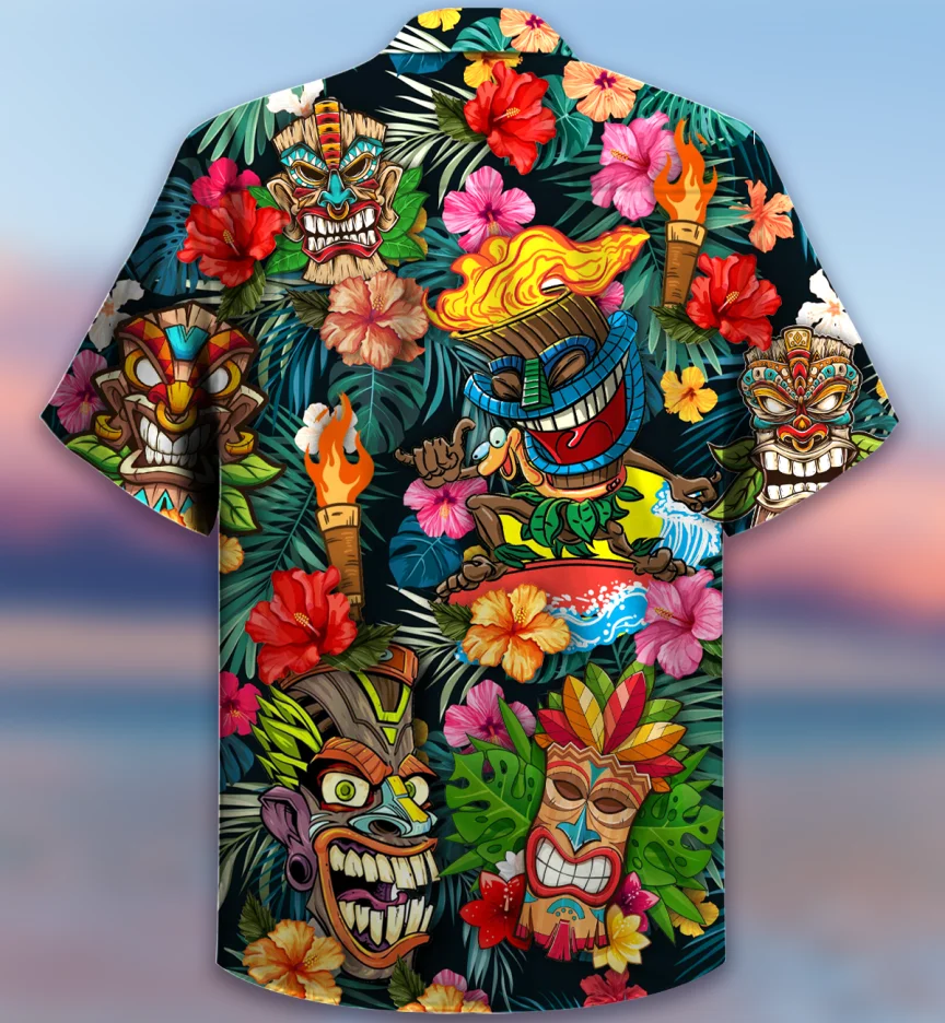 2022 Goblin Majų Totem Vyrų Havajų Marškinėliai Vasaros trumpomis Rankovėmis Retro vyriški Marškinėliai Atsitiktinis Mados Streetwear 3d Kaukolė Marškinėliai 4