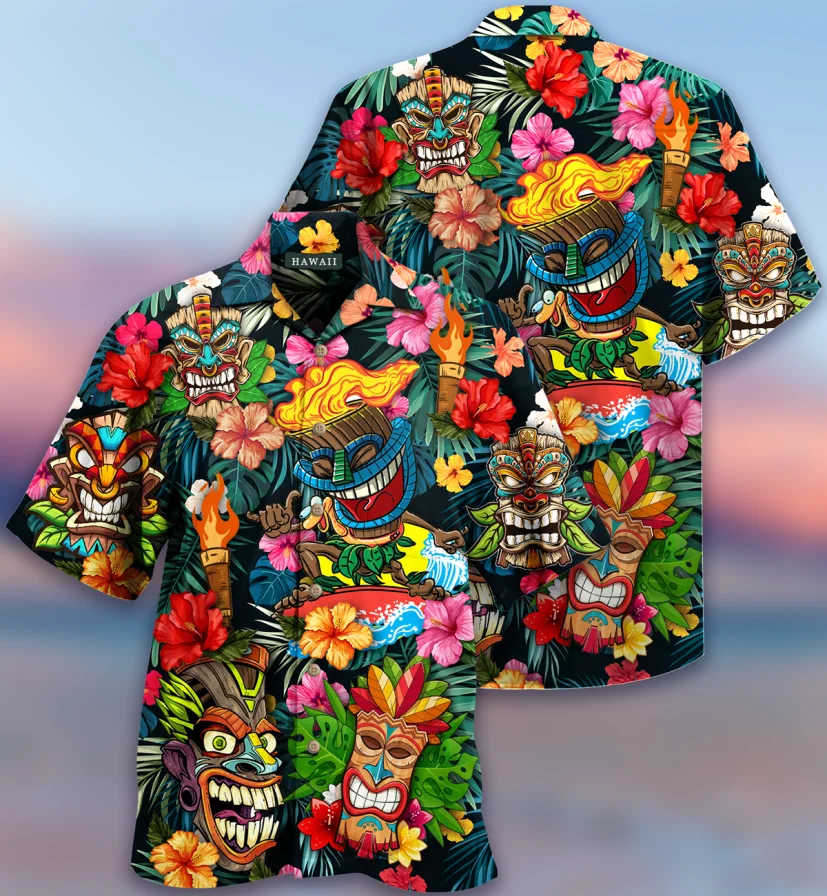 2022 Goblin Majų Totem Vyrų Havajų Marškinėliai Vasaros trumpomis Rankovėmis Retro vyriški Marškinėliai Atsitiktinis Mados Streetwear 3d Kaukolė Marškinėliai 5